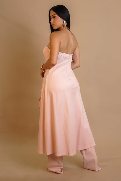 ARIA 30% LIN | Ensemble pantalon large et tunique longue bustier.