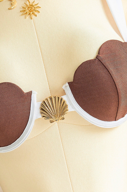 Bikini trois pièces avec détail doré
