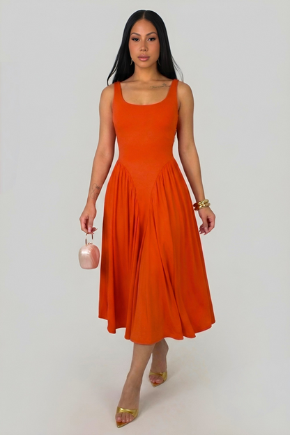 LYA | Robe midi évasée à encolure ronde