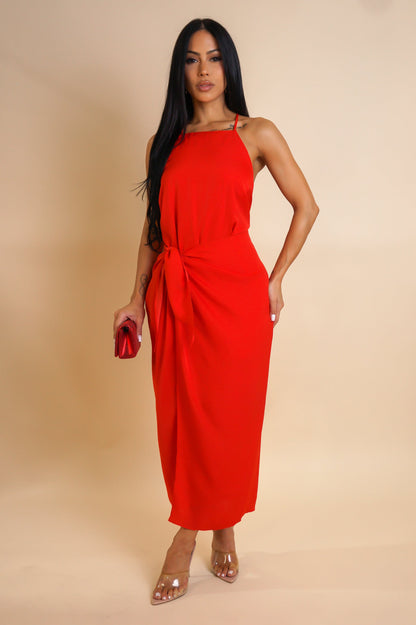 SAPHIRA | Robe midi portefeuille dos transparent