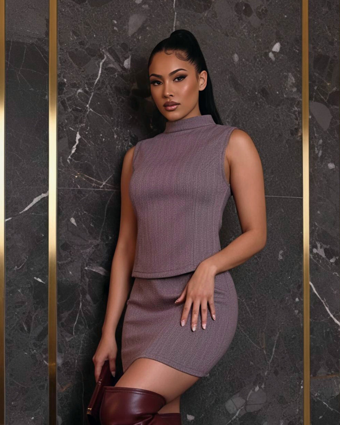 ILARYA | Ensemble jupe courte col montant