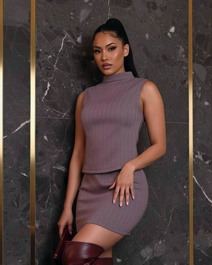 ILARYA | Ensemble jupe courte col montant