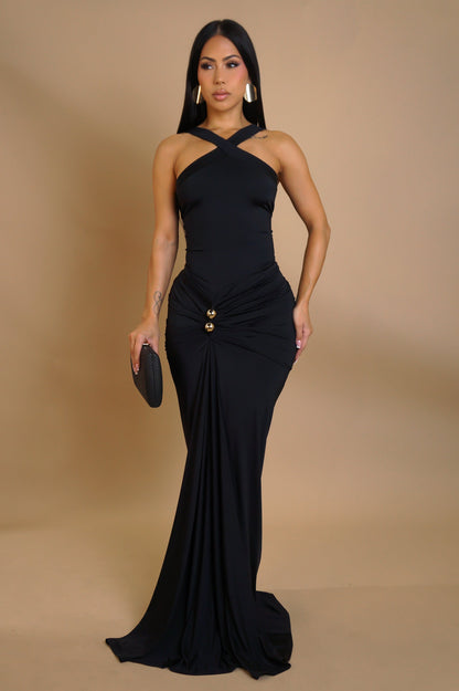 ISALYS | Robe longue drapée