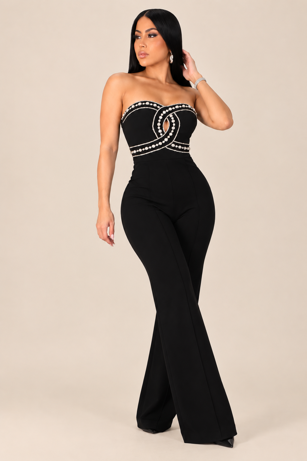 DIANE| Combinaison longue bustier strassée