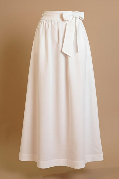 CAROLINE 30% COTON | Jupe longue évasée ceinture à la taille