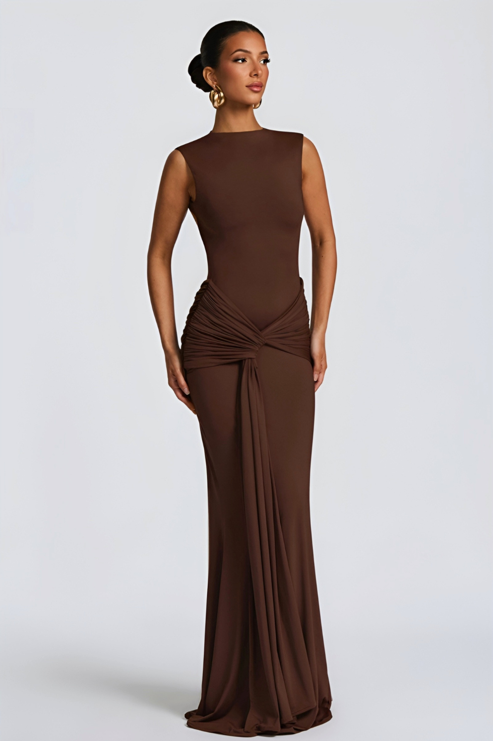 MALIKA | Robe longue drapée à ouverture dos