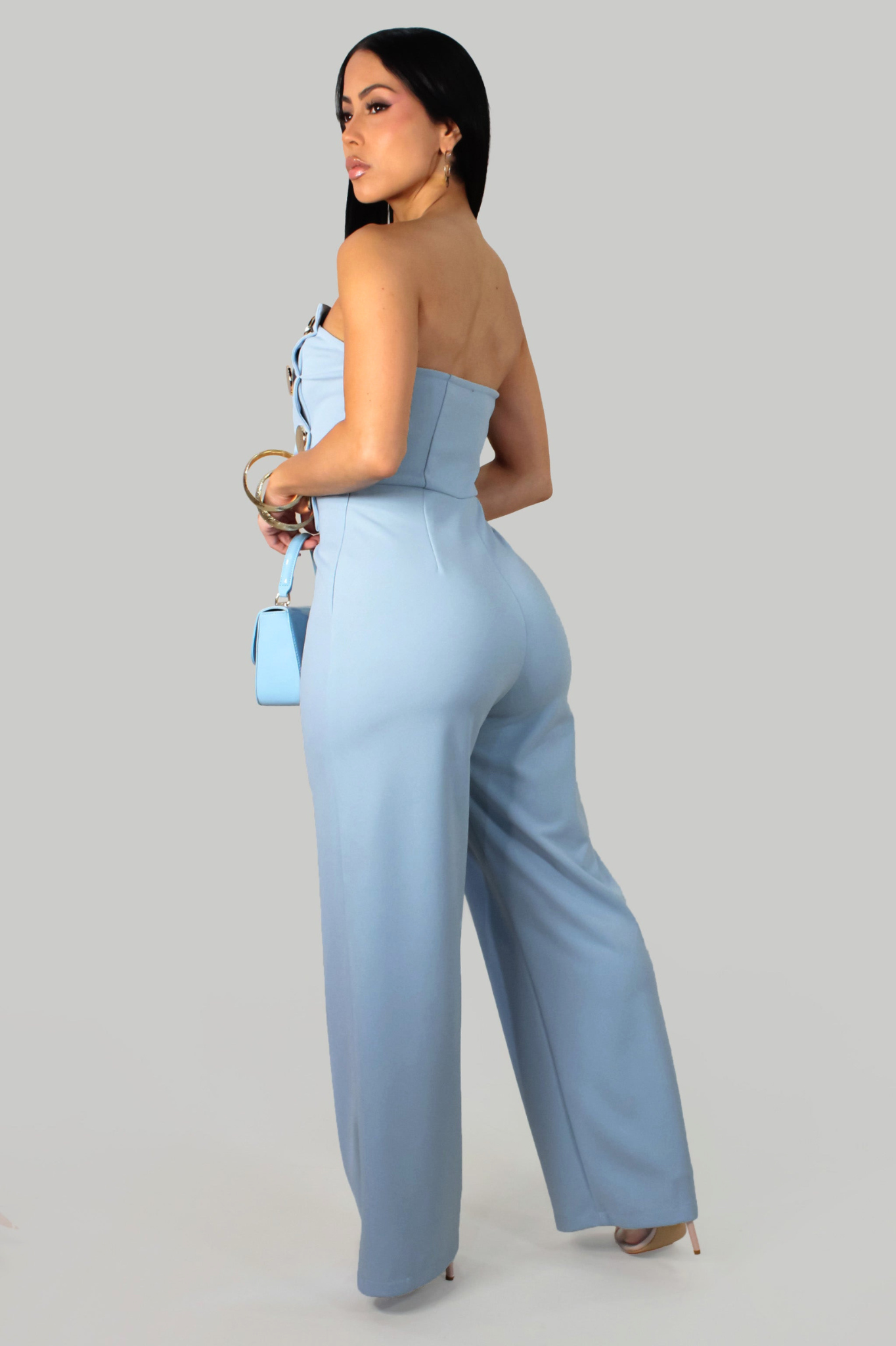 ENORA | Combinaison pantalon Bustier  à boutons dorés