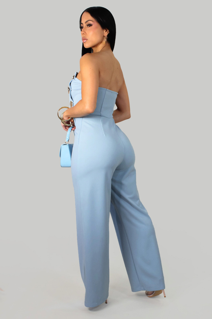 ENORA | Combinaison pantalon Bustier  à boutons dorés