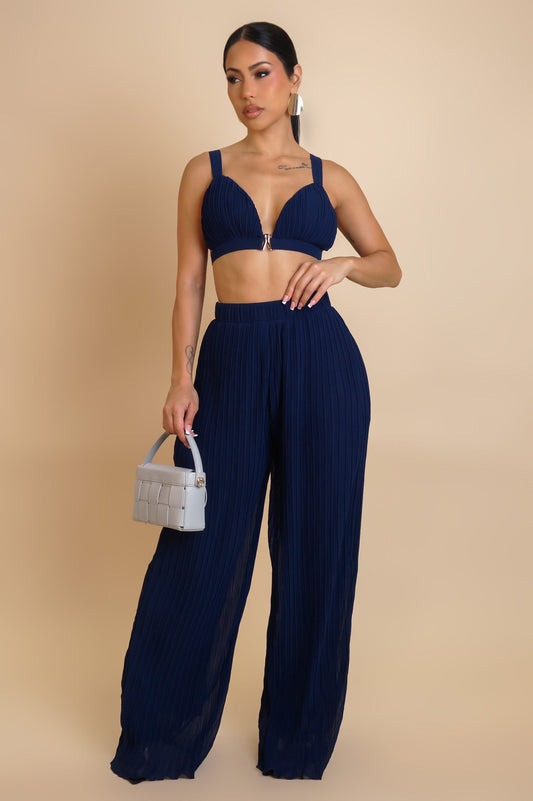 ERYNA| Ensemble pantalon plissé