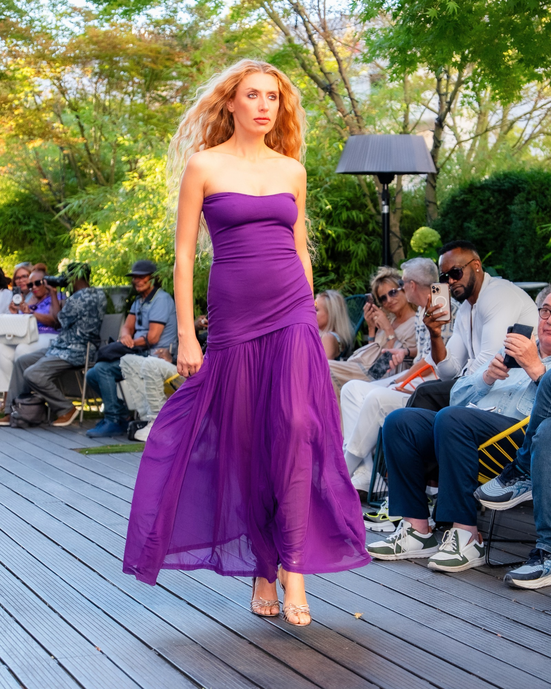 LEXYA | Robe longue bustier à jupon plissé