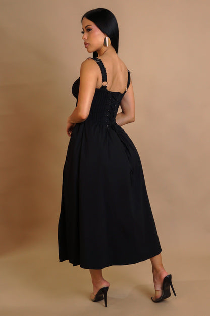 AÏCHA | Robe midi trapèze avec lacet