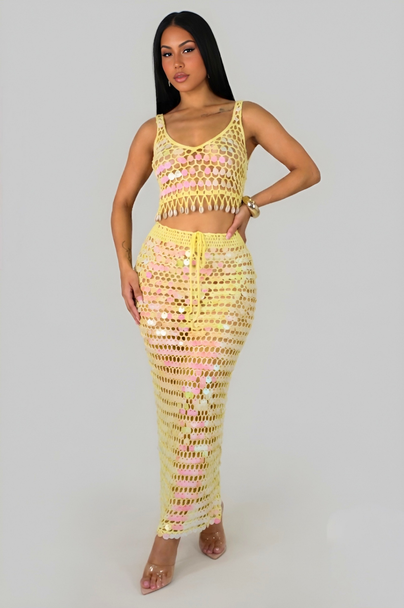 ILÉANA 35% COTON | Ensemble deux pièce en crochet à Sequin