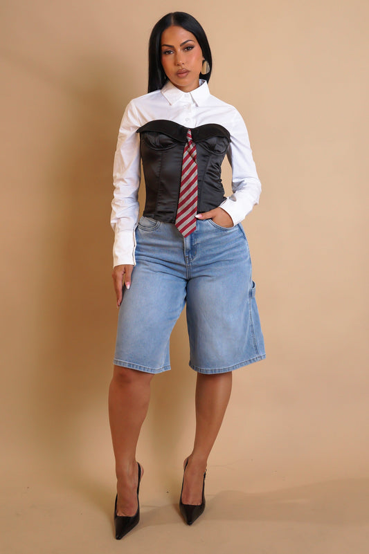 CLÉMENCE 99% COTON | Bermuda en jean à poches plaqués