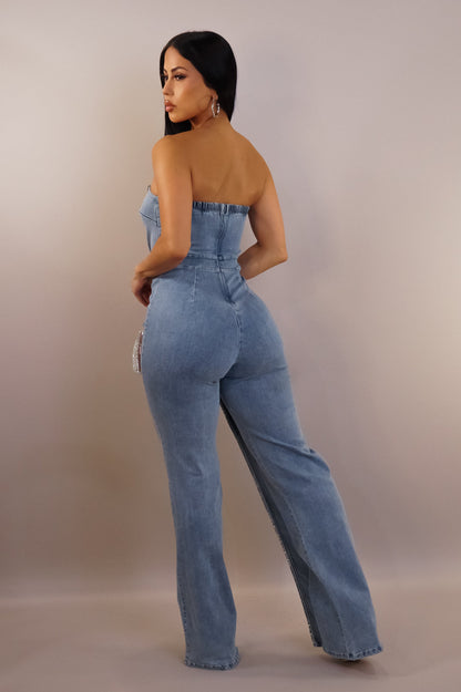 JULINE | Combinaison pantalon bustier en denim