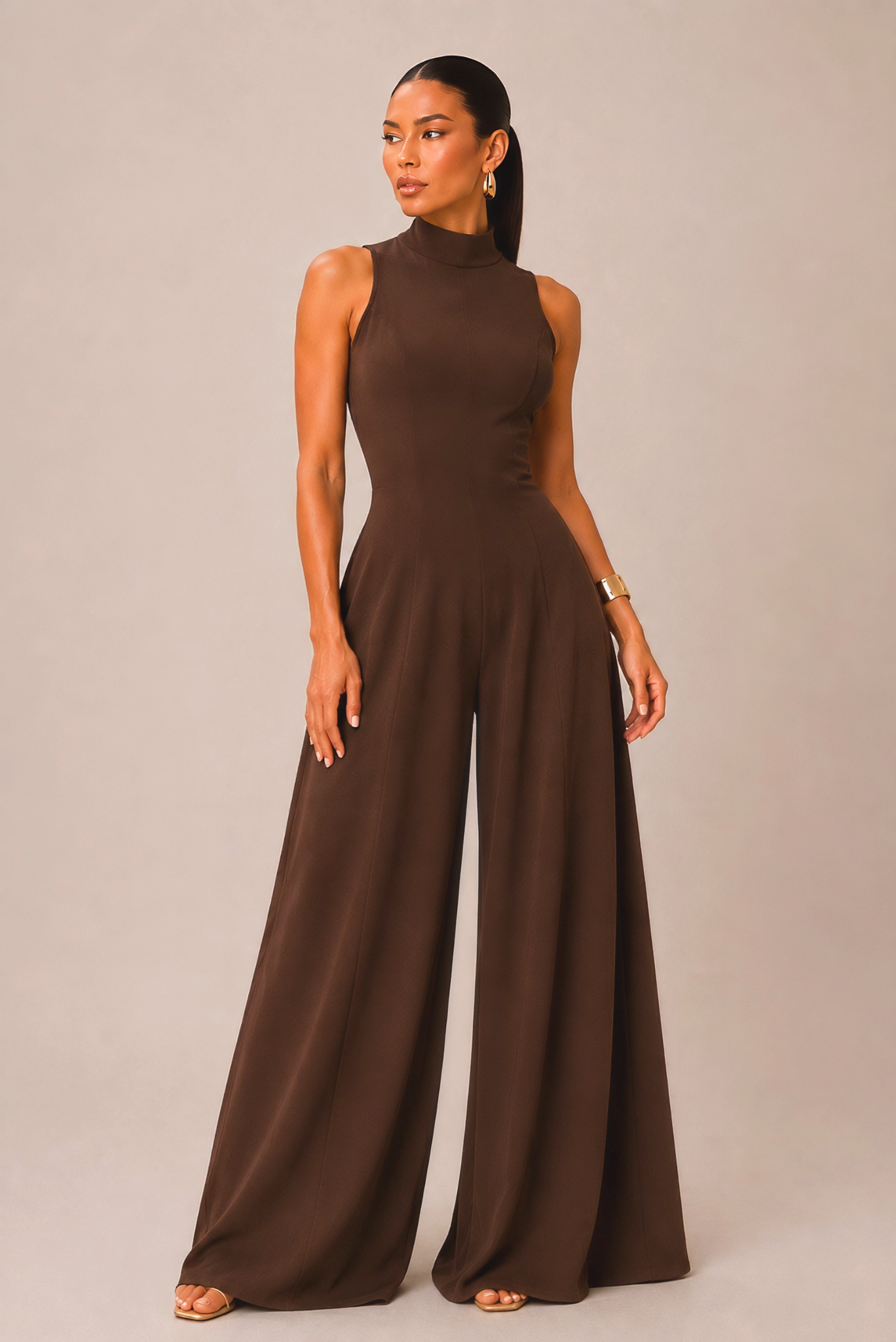 SEREYA | Combinaison pantalon dos nu à col montant