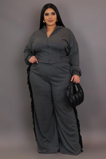 Grande Taille- Ensemble haut à capuche oversize et pantalon 60% COTON