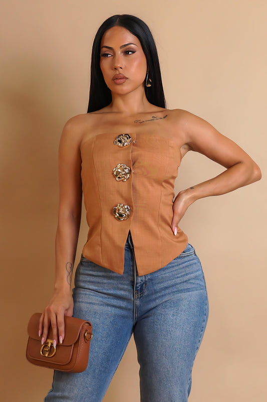 TRESSYA | Haut bustier structuré à boutons décoratifs